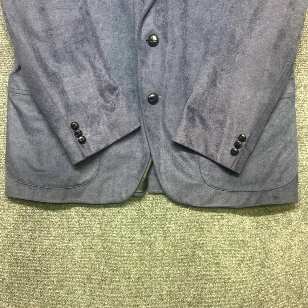 Vintage Wm. F. Farah Blazer Sport Coat Mens 46R Blue Faux Suede‎ Retro 70s